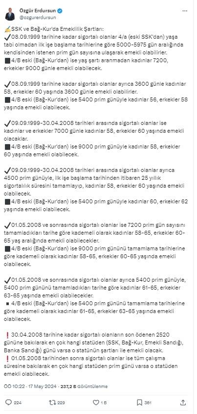 SGK Uzmanı Özgür Erdursun tek tek hesapladı ‘Erken emeklilikte şartlar belli oldu’ 10